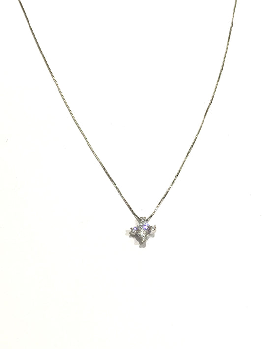 Collana oro bianco/giallo 18kt con zircone solitario