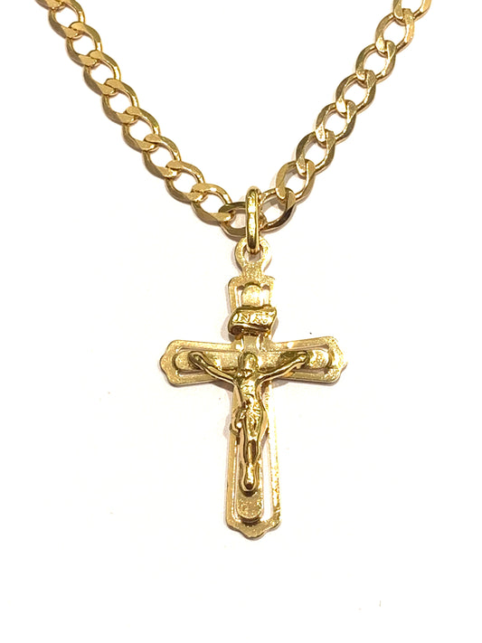 Collana oro giallo 9kt con croce e Cristo
