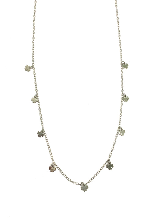 Collana oro bianco 18kt con quadrifogli