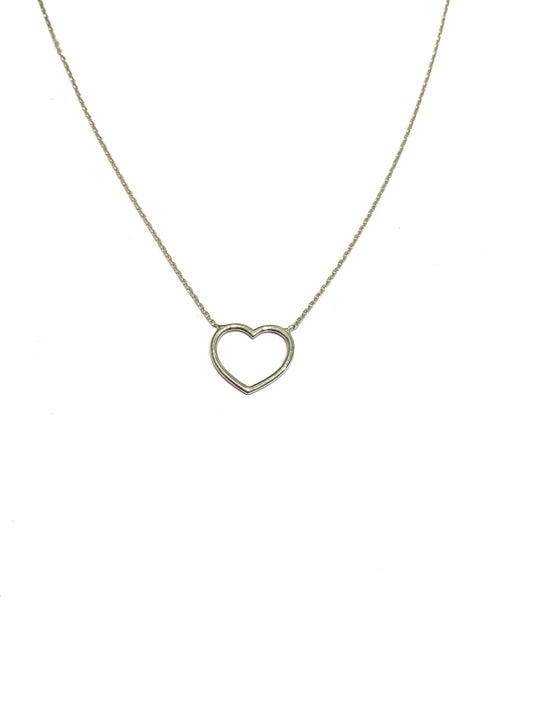 Collana oro bianco 9kt con cuore vuoto