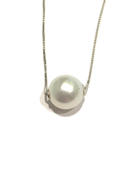 Collana oro bianco 18kt con perla coltivata